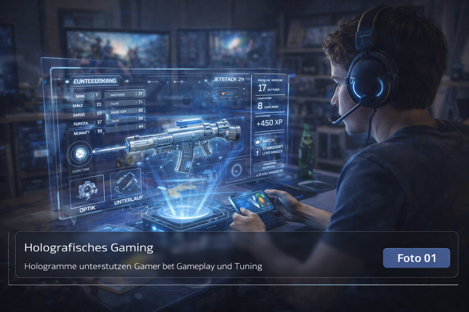 Platzhalterbild für ein holografisches Interface im Hobby- oder Gamingbereich