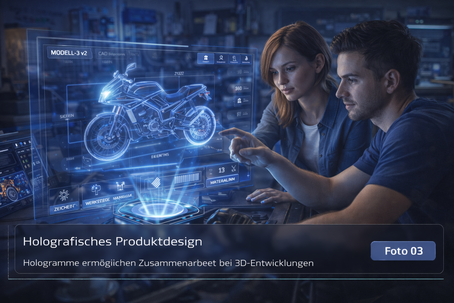 Platzhalterbild für holografische Bedienung in beruflicher Lern- oder Werkumgebung