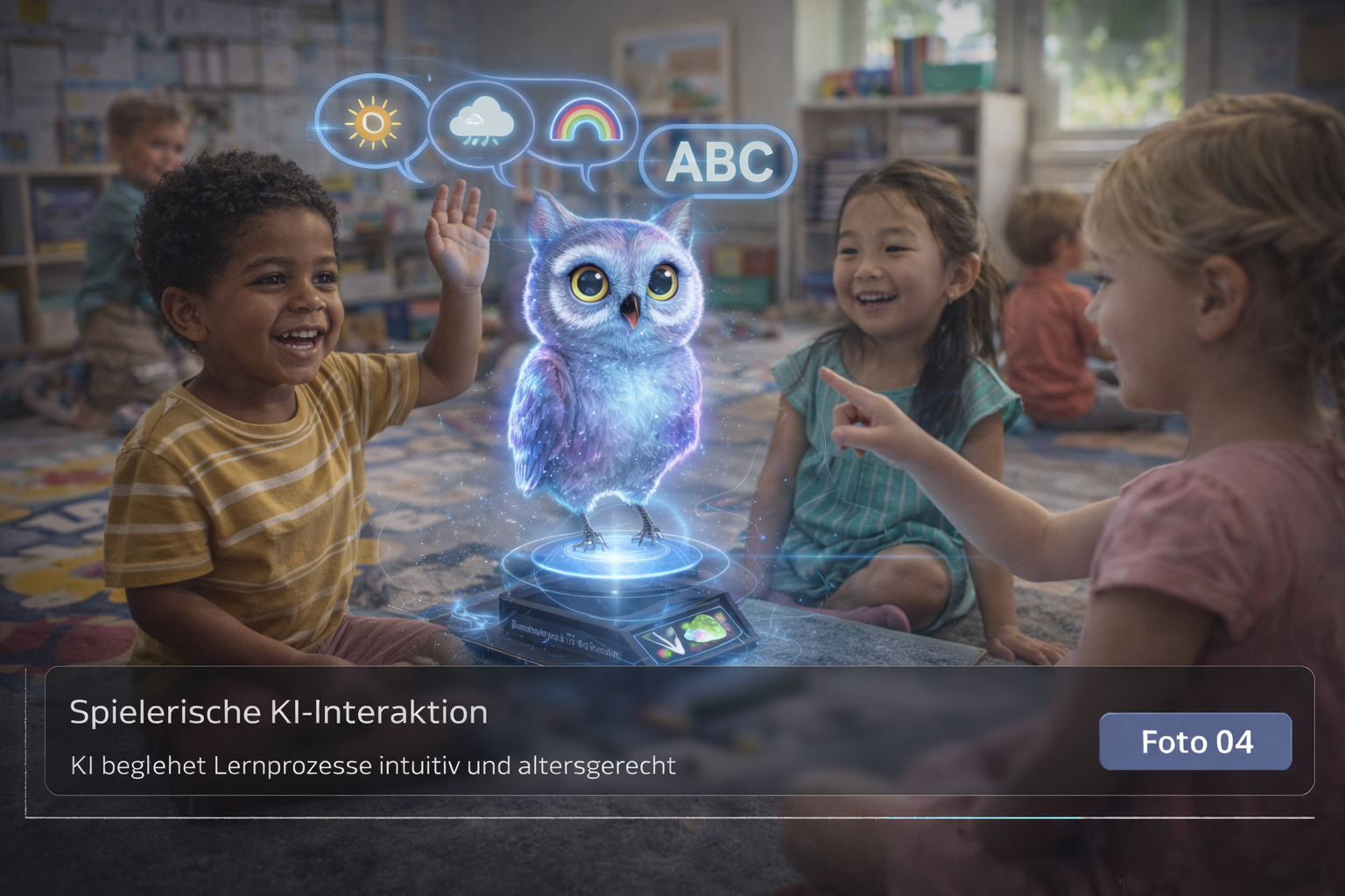 Platzhalterbild für spielerische Mensch-KI-Interaktion in einer Kita oder Bildungsumgebung
